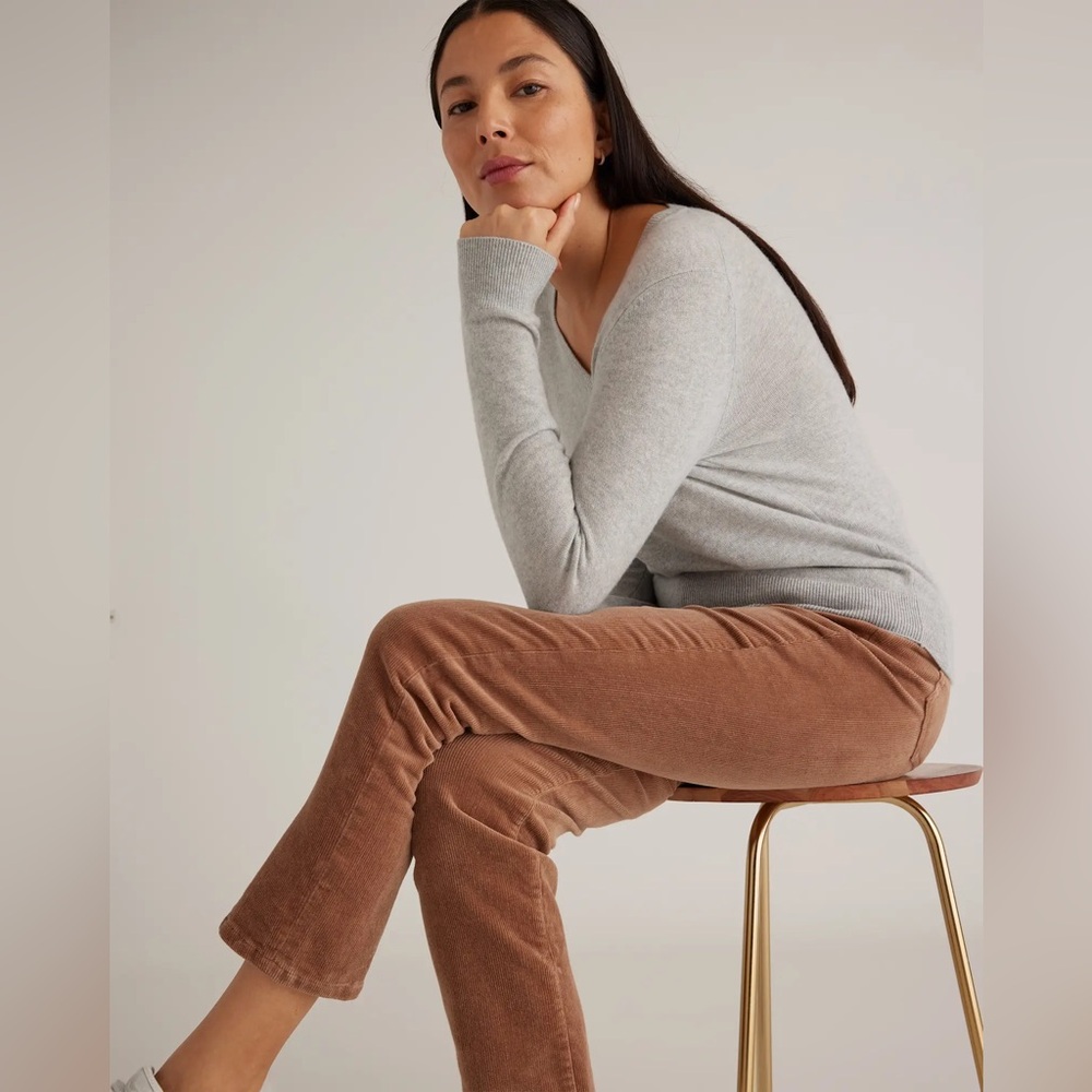 Quince Organic Stretch Corduroy Straight Leg Pants in Warm Brown 8